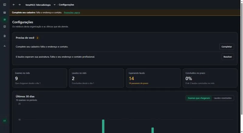 O quadro Precisa de você, nas Configurações